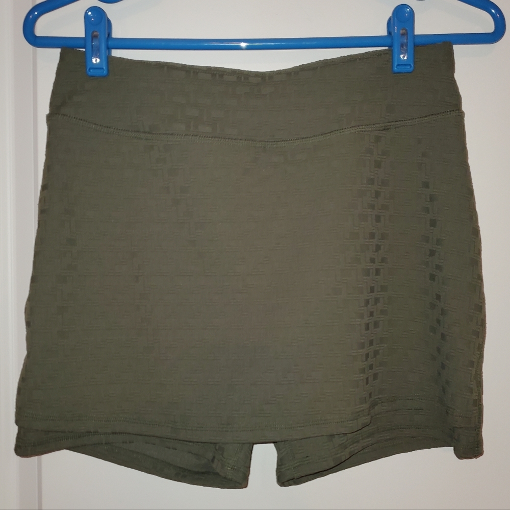 Zella Dark Green Patterned Athletic Skort, M
